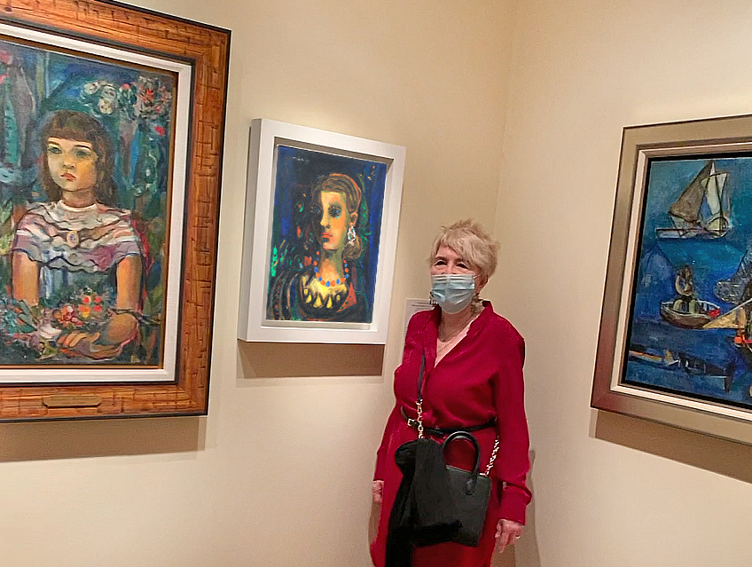 Lolita Rodrguez by her mother's painting, <i>Portrait of Libi,</i> 1951,<br>
and her portrait as a child, <i>Portrait of Lolita,</i> 1947.<br><br><br>