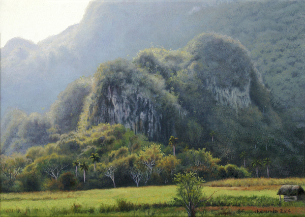 <b>Giosvany Echevarr�a </b><br>
Primera Luz�<br>
<i>(First Light)</i><br>
2014<br>
oil on canvas<br>
9 3/4 x 13 3/4 inches<br><br>

<i>Provenance:</i><br>
Acquired directly from the artist.<br><br>
<i>Illustrations:</i><br>
Illustrated in <i>Important Cuban Artworks, Volume Twelve, Cernuda</i> Arte, Coral Gables, Florida, November 2014, page 117.