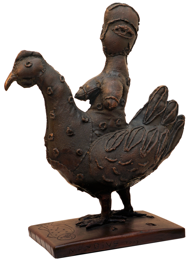 <br><br>MANUEL MENDIVE (b. 1944)<br>
Hen<br>
(<i>Gallina</i>), 2003<br>
bronze sculpture, 1 of 8<Br>
16 x 14 x 7 � inches<br>
<br><br>
Illustrated in [different number] <i>IMPORTANT CUBAN ARTWORKS,</i> Volume Ten, page 91.<br>
<br>
<font color =