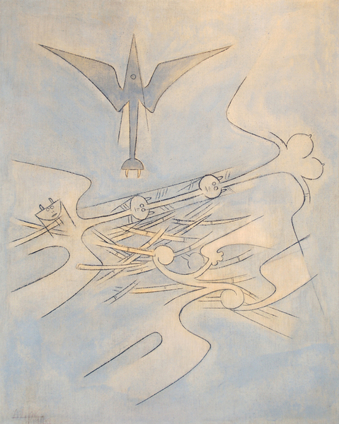 <b>Wifredo Lam </b><br>
En el Aire�<br>
<i>(Up in the Air)</i><br>
1962<br>
oil on canvas<br>
51 1/2 x 38 1/4 inches<br><br>

<i>Provenance:</i><br>
Albert Loeb Gallery, New York, New York; Private Collection, Paris, France; Private Collection, Paris, France; Private Collection, Switzerland.

<i>Exhibitions:</i>
This painting was exhibited in <i>Lam, Paintings from 1938 to 1962</i>, Albert Loeb Gallery, New York, NY, 1962.
<br>
Also exhibited in <i>Wifredo Lam</i>, Galleria Arte Borgogna, Milan, Italy, 1970, and illustrated in the exhibition catalog.
<br>
Exhibited in <i>Wifredo Lam</i>, GimpelFils Gallery, London, England, and Gimpel Gallery, New York, NY, Gimpel and Hanover Galerie, Zurich, Switzerland, 1970-1971.
<br>
Exhibited in <i>Der Geist des Surrealismus, AlbinBrunovski, Gem�lde, Druckgraphik, Wifredo Lam, Oelbilder</i>, BaukunstGalerie, K�ln, Germany, 1971-1972.
<br>
Exhibited in <i>Wifredo Lam</i>, Galeria Arte Borgogna, Milan, Italy, 1991, and illustrated in the exhibition catalog, page 33.
<br>
<br><i>Illustrations:</i>
<br>Illustrated in <i>Wifredo Lam et le 'BestiaireAmbigu, XX si�cle</i>, C. Tarnaud, no. 21, Paris, May 1963, p. 41.
<br>
Illustrated in <i>Wifredo Lam</i>, Max-Pol Fouchet, First Edition, 1976, page 240, no. 492, and in <i>Wifredo Lam</i>, Max-Pol Fouchet, Second Edition, 1989, page 260, no. 524.
<br>
This painting is illustrated twice in <i>Wifredo Lam: Catalogue Raisonn� of the Painted Work, Volume II, 1961-1982</i>, Project Director: Eskil Lam, Acatos 2002, on page 26, and again on page 263, no. 62.29.
<br>
Also illustrated in <i>Important Cuban Artworks, Volume Twelve, Cernuda</i> Arte, Coral Gables, Florida, November 2014, page 41.

<br><br>This painting is accompanied by a photo-certificate of authenticity signed and dated by Madame Lou LaurinLam, Paris, May 27, 2011, no. 11-14.