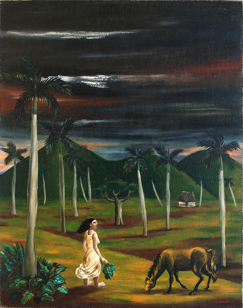 <b>Mario Carreño</b><br>
Paisaje de Viñales<br>
<i>(Viñales Landscape)</i>, 1941<br>
mixed media on canvas<br>
30 1/4 x 24 inches<br><br>
<i>Illustrations:</i><br>
This painting was exhibited in Christie’s New York Latin American Sale, Important Collection, June 1, 2000, lot no. 70, and illustrated twice in the corresponding exhibition catalogue, inside cover and page 27.<br><br>
Illustrated in <i>Important Cuban Artworks, Volume Eleven, Cernuda</i> Arte, Coral Gables, Florida, December 2013, page 29.