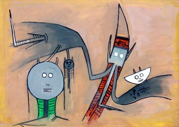 <b>Wifredo Lam</b><br>
Los Ojos Abiertos<br>
<i>(The Opened Eyes)</i>, 1972<br>
oil on canvas<br>
19 1/2 x 26 1/2 inches<br><br>
<i>Illustrations:</i><br>
Illustrated in <i>Wifredo Lam</i>, Max-Pol Fouchet, First Edition, 1976, page 173, no. 218, and in </i>Wifredo Lam</i>, Max-Pol Fouchet, Second Edition, 1989, page 177, no. 218.<br><br>
This painting is illustrated twice in <i>Wifredo Lam: Catalogue Raisonné of the Painted Work, Volume II, 1961-1982</i>, Project Director: Eskil Lam, Acatos 2002, page 357, and again on page 374, no. 72.88.<br><br>
Illustrated in <i>Important Cuban Artworks, Volume Twelve, Cernuda</i> Arte, Coral Gables, Florida, November 2014, page 42.<br><br>
<i>Exhibitions:</i><br>
This painting was exhibited in <i>Lam</i>, Galleria Gissi, Torino, Italy, 1978, and illustrated in the catalog, no. 19.<br><br>
Also exhibited in <i>Wifredo Lam in North America</i> at the Haggerty Museum of Art, Marquette University, Milwaukee, Wisconsin, October 11, 2007 to January 21, 2008. This exhibition later traveled to Miami Art Museum, Miami, Florida, February 8 - May 18, 2008; Museum of Latin American Art (MOLAA), Long Beach, California, June 12 - August 31, 2008; and to the Dalí Museum, St. Petersburg, Florida, October 2, 2008 - January 10, 2009. This artwork was illustrated in the museum catalog, <i>Wifredo Lam in North America</i>, with essays by Curtis L. Carter, Lowery Stokes Sims, Dawn Ades, Valerie J. Fletcher, Edward Lucie-Smith and Lou Laurin Lam, published by the Haggerty Museum of Art, Marquette University, Milwaukee, Wisconsin, page 136, no. 62.<br><br>
This painting is accompanied by a photo-certificate of authenticity signed by Madame Lou Laurin Lam, dated December 15, 1999, no. 99-59.