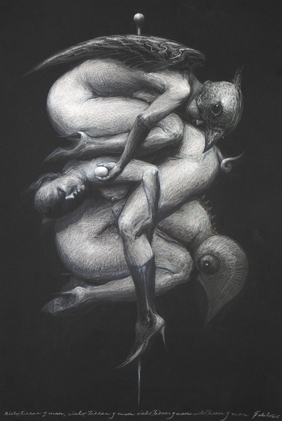 <b>Roberto Fabelo</b><br>
Cielo, Tierra, y Mar II<br>
<i>(Sky, Land, and Sea II)</i>, 2015<br>
crayon on heavy paper<br>
43 1/4 x 29 1/2<br>
