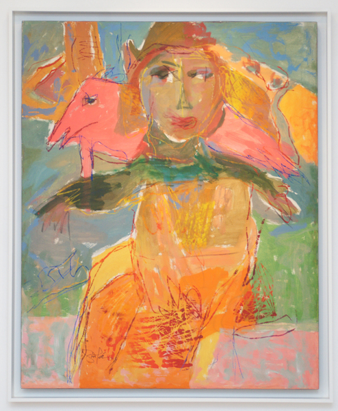 GINA PELL�N<br>
Cuban Finch</br>
<i>(El Tomegu�n)</i>, 2010<br>
mixed media on canvas</br>
39 1/2 x 32 inches<br><br>

<i>Provenance:</i>
Estate of the artist
<br><br>
Exhibited in <i>Gina Pell�n � Still Going Strong</i>, 
November � December 2010, and illustrated in the exhibition catalog, page 15.<br><br>

Illustrated in IMPORTANT CUBAN ARTWORKS, Volume Thirteen, page 108.<br><br>
 
