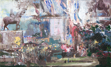 DAYRON GONZ�LEZ<br>
The Collector of Flowers</br>
<i>(El Colector de Flores)</i>, 2015<br>
oil on canvas</br>
17 x 28 inches

<i>Provenance:</i>
Acquired directly from the artist. 