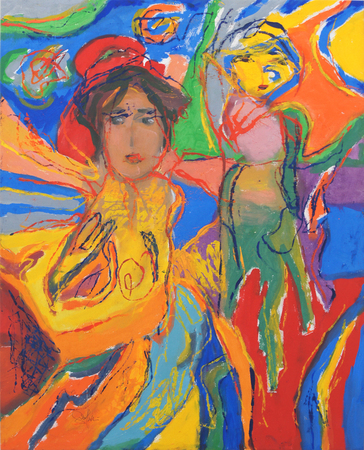 GINA PELL�N<br>
Story for a Dance</br>
<i>(Cuento para Bailar)</i>, 2013<br>
mixed media on canvas</br>
39 x 31 3/4 inches<br><br>

<i>Provenance:</i>
Estate of the artist.
<br><br>
Illustrated in <i>IMPORTANT CUBAN ARTWORKS, Volume Eleven,</i><br> page 105.<br><br>

<i>This work is part of the most recent series of artworks<br> executed by Gina Pell�n in<i><i>2012 and 2013, and inspired<br> in the Venice Carnivals.<i> 
<br><br>