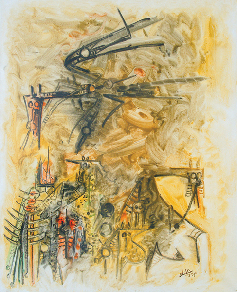 Wifredo Lam<br>Untitled, Femme nigmatique<br>(<i>Enigmatic Woman</i>), 1970<br>oil on canvas<br>63 x 51 inches</br><br>This painting was exhibited in Wifredo Lam, Galerie Maeght Lelong, 1987, Zurich, Germany, and illustrated in
the corresponding exhibition catalog, no. 9.</br><br>Also exhibited in Wifredo Lam, leos, pasteles y aguafuertes, Galera Der Brcke, Buenos Aires, Argentina, and illustrated in the corresponding exhibition catalog, page 12.</br><br>This painting is illustrated in Wifredo Lam: Catalogue Raisonn of the Painted Work, Volume II, 1961-1982, Acatos, Project Director: Eskil Lam, page 331, No. 70-34.
</br><br>This painting is accompanied by a photo-certificate of authenticity signed by Lou Laurin Lam, dated January 22, 1992, No. 92-04.