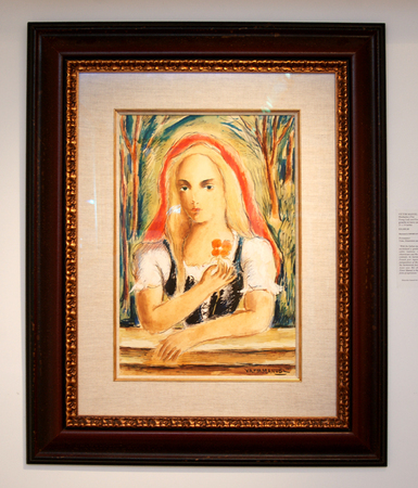 VCTOR MANUEL GARCA<br>
Young Lady and Flower<br>
<i>(Muchacha con Flor)</i>, ca.1950<br>
gouache on heavy paper laid down on board<br>
21 x 14 inches<br><br>
Illustrated in <i>IMPORTANT CUBAN ARTWORKS, <br>
Volume Eleven,</i> page 70<br><br>
<i>Provenance:<br>
Time, Dimension and Color Gallery, Coral Gables, Florida.<br><br> 
With the Italian masters of the Quattrocento, [Vctor Manuel]<br>
 assimilated a gentle Renaissance atmosphere. The lessons of <br>
subtle luminous volumes, deprived of the burdensome <br>
chiaroscuro and the elegant simplicity of the discreetly curious<br>
contours, he learned from the Japonisme of Monet and the <br>
French post impressionists. From Modigliani, he took the <br>
juxtaposition of the tonal contrast, the sustained neatness of<br>
the harmonious facial features and the preferred taste for the<br>
Asian eyes. But all of these ingredients are transformed by <br>
Vctor Manuel in the elaboration of his unique, totally personal<br>
 form of expression.</i> <br><br>
<i>Marcelo Pogolotti, Vctor Manuel<br>
 Direccin General de Cultura, Ministerio de Educacin,<br>Cuba, 1959, page 26.</i>
