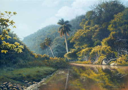 GIOSVANY ECHEVARRIA<br>
Ecstasy at Daytime</br>
<i>(Extasis Diurno)</i>, 2015<br>
oil on canvas</br>
9 3/4 x 13 3/4 inches<br><br>
Illustrated in IMPORTANT CUBAN ARTWORKS, Volume Thirteen, page 153.

