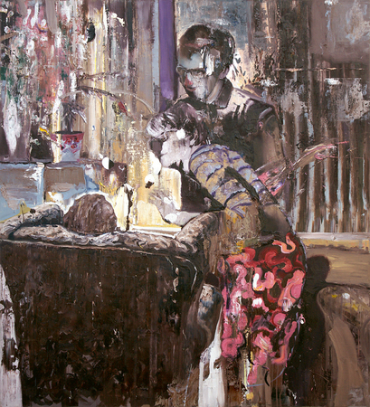 DAYRON GONZLEZ<br>
Moment of Clarity</br>
<i>(Instante de Lucidez)</i>, 2015<br>
oil on canvas</br>
72 x 64 inches<br><br>
<b><FONT COLOR=red>SOLD</font></b>
<br><br>
<i>Provenance:</i>
Acquired directly from the artist. 