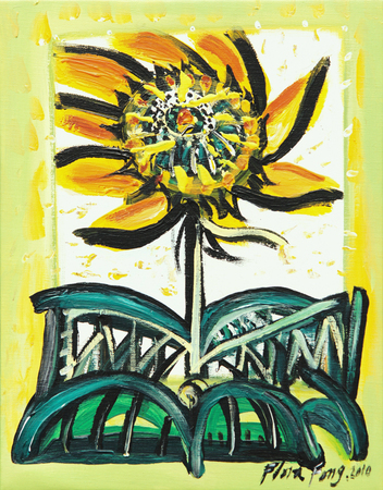 FLORA FONG<br>
Sunflower</br>
(Girasol), 2010<br>
mixed media on canvas</br>
17 3/4 x 13 3/4 inches

<br><br>
<i>Provenance:</i>
Acquired directly from the artist.<br><br>