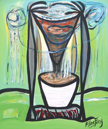 FLORA FONG<br>
Caribbean 3:00 PM</br>
(Caribe 3:00 PM), 2010<br>
mixed media on canvas</br>
23 1/2 x 19 3/4 inches

<br><br>
<i>Provenance:</i>
Acquired directly from the artist.<br><br>