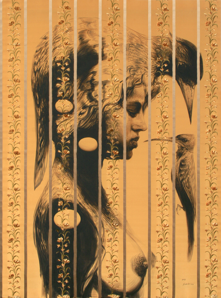 ROBERTO FABELO<br> 
Ovo 2016<br>
<i>(Ovo 2016)</i>, 2016<br>
acrylic on silk<br>
63 � x 48 inches<br><br>

Illustrated in the upcoming IMPORTANT CUBAN ARTWORKS, Volume Fourteen.<br><br>

<i>Provenance:</i> <br>
Acquired directly from the artist.
