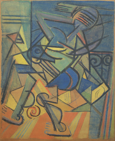 WIFREDO LAM<br>
Untitled [Figure on the Balcony],<br>
(<i>Sin T�tulo [Figura en el Balc�n]</i>),<br> ca. 1942,<br>
mixed media on heavy paper laid down on board,<br> 38 3/4 x 31 1/2 inches<br><br>
<i>Provenance:</i><br> 
Private Collection, Havana, Cuba;<br> 
Galleria Ferrari Collection, Treviglio, Italy.<br><br>
<i>Exhibitions:</i><br>
Exhibited in <i>Wifredo Lam ou l'�loge du M�tissage</i>, Villa Medicis, Rome, Italy, 1992,<br>
and at the Palazzo della Permanente, Milan, Italy, 1993.<br>
Exhibited in <i>Wifredo Lam, l'Oiseau du Possible</i>, Oeuvres de 1930 � 1978, Galerie Boulakia,<br> Paris, France, May-July 2004,
and illustrated in the exhibition catalog, pages 40-41.<br>
Illustrated in <i>Wifredo Lam: Catalogue Raisonn� of the Painted Work, Volume I, 1923-1960</i>,<br>
Project Director: Eskil Lam, Acatos 1996, page 308, no. 42.66.