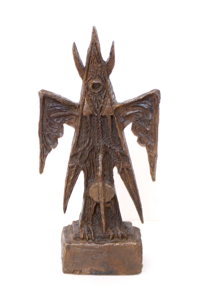 WIFREDO LAM<br> Osun,<br> <i>(Osun)</i>,<br> 1979,<br>
bronze sculpture, number 19 of 50,<br> 16 1/4 x 7 3/4 x 3 3/4 inches<br><br>
<i>Illustrations:</i><br>
Illustrated in <i>Wifredo Lam: Catalogue Raisonné of the Painted Work, Volume II, 1961-1982</i>,<br>
Project Director: Eskil Lam, Acatos 2002, page 225, no. 125.<br>
Illustrated in <i>Wifredo Lam and the International Avant-Garde</i>, 1923-1982, Lowery Stokes Sims,<br> University of Texas Press,
Austin, Texas, 2002, page 207, no. 9.14.<br>
Illustrated in <i>Important Cuban Artworks, Volume Thirteen, Cernuda</i> Arte,<br> Coral Gables, Florida, November 2015, page 26
(same image, different number).