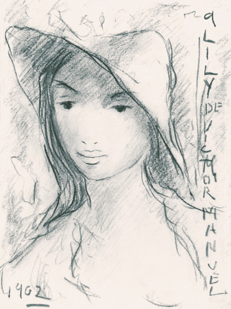 V�CTOR MANUEL GARC�A<br>
Lily<br>
<i>(Lily)</i><br>
1962<br>
graphite on heavy paper laid down on board<br>
7 1/2 x 5 1/2 inches