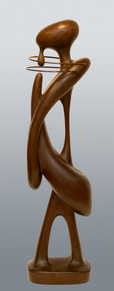 AGUST�N C�RDENAS<br>
Small Jucambe<br>
<i>(Peque�o Jucambe)</i><br>
1957<br>
metal and wood sculpture<br>
22 1/2 x 4 34 x 5 1/2 inches