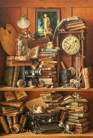JOEL BESMAR<br>
The Marvelous Hunt,<br> <i>(La Caza Maravillosa)</i>,<br> 2016,<br> oil on canvas,<br> 58 1/2 x 39 1/4 inches