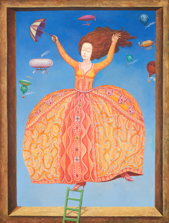 IRINA EL�N GONZ�LEZ<br>
Equilibriums,<br>
<i>(Equilibrios)</i>,<br> 2016,<br>
acrylic on canvas,<br>
20 1/2 x 16 1/8 inches