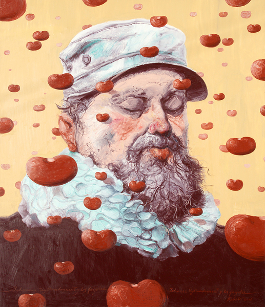 ROBERTO FABELO<br>
Johanes Wtenbogaert and the Beans<br>
(<i>Johanes Wtenbogaert y los Frijoles</i>)<br>
2016<br>
oil on canvas<br>
93 x 79 3/4 inches<br><br>
