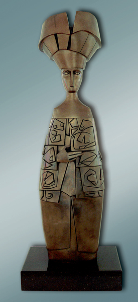 CUNDO BERM�DEZ <br>
Flora the Harvester of Dreams<br>
(<I>Flora la Recogedora de Sue�os</i>), 2008<br>
bronze sculpture, eight of nine<br>
51 x 14 1/2 x 11 inches<br><br>
<I>Provenance:</I><br>
Inheritance gift from the artist
to Heriberto Leret Armand.<br>
Offered for sale by the Estate of
Heriberto Leret Armand.<br>
This artwork is accompanied by
a photo-certificate of authenticity<br>
signed by the artist Cundo Berm�dez.<br><br>
We are grateful to the Estate of
Cundo Berm�dez for having provided<br>
the signature and the confirmation of
authenticity of this artwork.<br><br>Illustrated in IMPORTANT CUBAN ARTWORKS,<br> VOLUME FOURTEEN, Cernuda Arte, Coral Gables, FL,<br> December 2016, pg. 71