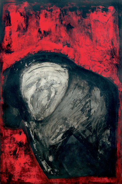 ANTONIA EIRIZ <br>
Scream<br> (<I>Grito</I>), 1967<br>
mixed media on heavy paper laid down on board<br> 37 3/4 x 25 inches<br><br>
<br><br>Illustrated in IMPORTANT CUBAN ARTWORKS,<br> VOLUME FOURTEEN, Cernuda Arte, Coral Gables, FL,<br> December 2016, pg. 91.