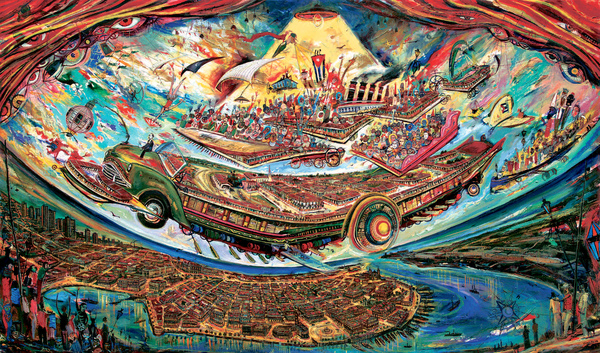 VICENTE HERNÁNDEZ <br> The Carnival<br>
(<I>El Carnaval</I>), 2016<br> oil on canvas<br> 51 1/4 x 86 1/4 inches<br><br>Illustrated in IMPORTANT CUBAN ARTWORKS,<br> VOLUME FOURTEEN, Cernuda Arte, Coral Gables, FL,<br> December 2016, pg. 152.