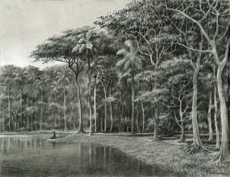 TOM�S S�NCHEZ<br>
Contemplador del R�o<br>
(<I>River Contemplator</I>), 2002<br>
charcoal and pastel on paper<br>
19 � x 25 � inches<br><br>

Illustrated in IMPORTANT CUBAN ARTWORKS,<br> 
Volume Thirteen, page 103.
