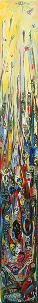 VICENTE HERN�NDEZ<br>
Unanimous Vote by Show of Hands<br>
(<I>Voto Un�nime con las Manos</I>), 2016<br>
mixed media on canvas<br>
75 x 9 �  inches<br>
