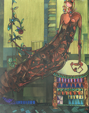 JOSÉ M. MIJARES<br>
Midday<br>
(<i>Mediodía</i>), 1989<br>
oil on canvas<br> 48 x 38 inches<br>
<i>Provenance:</i><br>
Alejandro López Collection, Miami, Florida.<br>
Private Collection, New York, New York.<br><br>
Illustrated in The World of José Mijares,<br>
Marpad Art Gallery, 1992, unnumbered pages.<br>
Illustrated in the book, <i>José Mijares, Paintings</i>,<br>
Palette Publications, 1997, page 64.<br><br>
Illustrated in <i>IMPORTANT CUBAN ARTWORKS,<br>
Volume Six</i>, page 71.