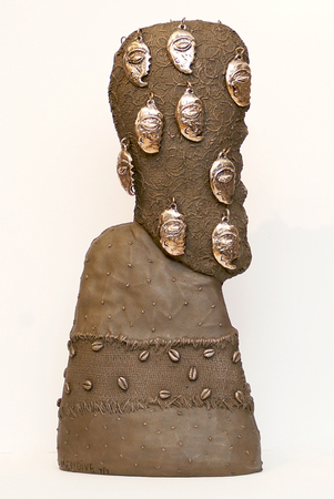 MANUEL MENDIVE<br>
Face,<br>
(<i>Rostro</i>), 2015,<br>
bronze sculpture, 7 of 7,<br>
25 3/4 x 12 x 5 3/4 inches <br><br>
Illustrated in <i>IMPORTANT CUBAN ARTWORKS,<br>
Volume Fourteen</i>, page 130.
