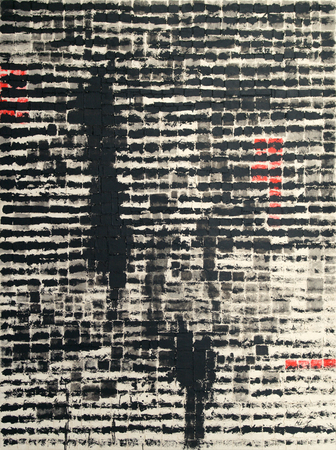 JUAN ROBERTO DIAGO<br>
I Live Within You <br>
(<i>Yo Vivo en Ti</i>), 2016<br>
mixed media and collage on canvas<br>
78 3/4 x 59 inches