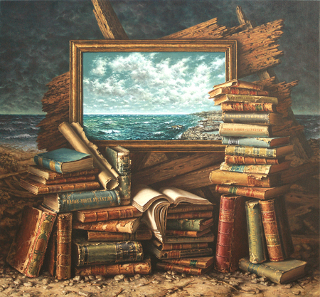 JOEL BESMAR<br>
The Other Shore<br>
(<i>La Otra Orilla</i>), 2016<br>
oil on canvas<br>
51 x 55 inches<br>
