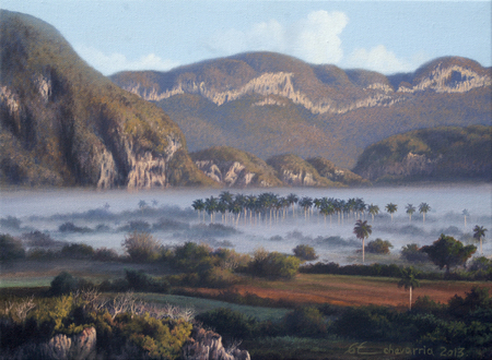 GIOSVANY ECHEVARR�A<br>
Newness at Daybreak<br>
(<i>Despunta el Nuevo D�a</i>), 2013<br>
oil on canvas<br>
10 1/4 x 14 inches<br><br>

Illustrated in <i>IMPORTANT CUBAN ARTWORKS,<br> Volume Twelve</i>, page 116.
