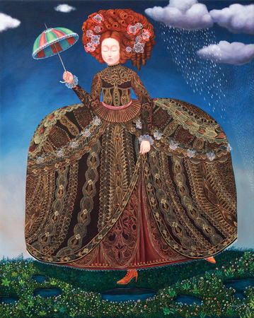 IRINA EL�N GONZ�LEZ<br>
After the Rain<br>
(<i>Despu�s de la Lluvia</i>), 2016<br>
acrylic on canvas<br>
29 1/2 x 23 1/2 inches
