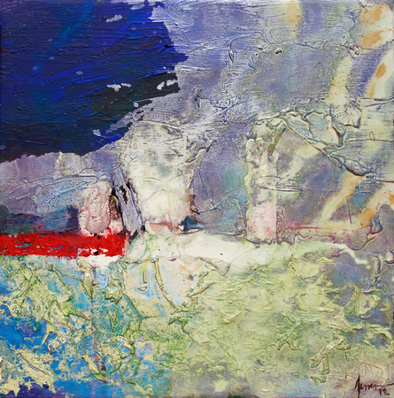 REYNIER FERRER <br>
The Lost City No. 1<br>
(<i>La Ciudad Perdida No. 1</i>), 2012<br>
mixed media on canvas<br>
20 x 19 1/2 inches
