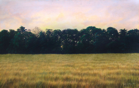 TOMÁS SÁNCHEZ<br>
Atardecer Dorado <br>
(<i>Golden Sunset</i>)<br>
1986<br>
acrylic on canvas<br>
30 x 47 1/2 inches<br><br>
This painting was exhibited in <i>Tomás Sánchez</i>, Galeria Jairo Quintero,<br> 1986, Barranquilla, Colombia.<br>
On the reverse, the Galeria Quintero Exhibition label is found.<br>
This painting is illustrated in the book <i>Tomás Sánche, Pintura</i>, published by<br> Pallete Publications, pg. 45.<br>
Also illustrated in the book, <i>Tomás Sánchez</i>, published by SKIRA Editore,<br> Milan Italy, 2003, with essays by<br> Gabriel García Márquez and Dr. Edward Sullivan, pg.104.<br><br>
Illustrated in <i>IMPORTANT CUBAN ARTWORKS,<br> Volume Eleven</i>, page 111.