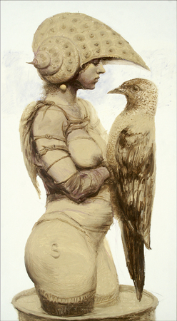 ROBERTO FABELO<br> Conversation with Suyu<br> (<i>Conversacin con Suyu</i>)<br> 2006<br> oil on canvas<br> 70 3/4 x 39 inches<br><br>

Illustrated in <i>IMPORTANT CUBAN ARTWORKS,<br>
Volume Fourteen</i>, page 111.
