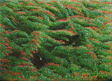 MIGUEL FLORIDO<br>
You Are My Refuge, My Everything<br>
(<i>Eres Mi Refugio, Mi Todo</i>), 2016<br>
oil on canvas<br>
9 � x 13 � inches