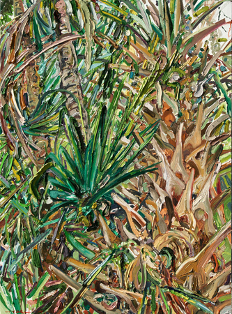 LILIAN GARC�A-ROIG<br>
Palm Fronds and Trunk<br>
(<i>Hojas de Palmera y Tronco</i>)<br>
2014<br>
oil on canvas<br>
40 x 30 inches<br><br>
