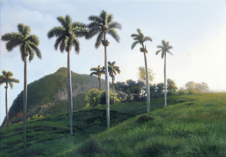 GIOSVANY ECHEVARR�A<br>
Queens of the Land<br>
(<i>Reinas de la Tierra</i>), 2014<br>
oil on canvas<br>
9 3/4 x 13 3/4 inches<br><br>

Illustrated in <i>IMPORTANT CUBAN ARTWORKS,<br> Volume Twelve</i>, page 117.
