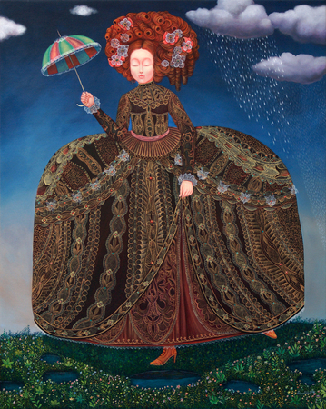 IRINA EL�N GONZ�LEZ<br>
After the Rain<br>
(<i>Despu�s de la Lluvia</i>), 2016<br>
acrylic on canvas<br>
29 1/2 x 23 1/2 inches
