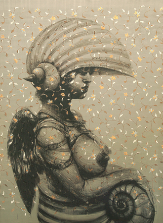 ROBERTO FABELO<br>
Amaranta <br>
<i>(Amaranta)</i>, 2016<br>
acrylic on silk<br>
57 � x 41 inches<br>
<br>
Illustrated in <i>IMPORTANT CUBAN ARTWORKS</i>, 
<br>Volume Fourteen, page 110.