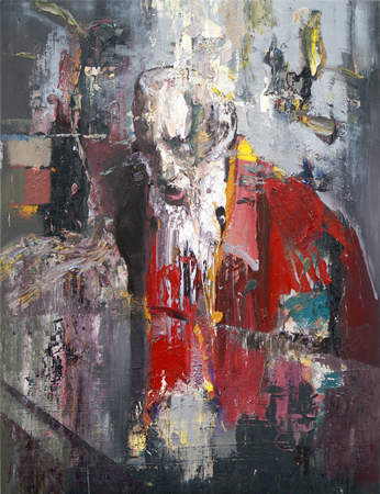 DAYRON GONZ�LEZ<br>
Old Man in Red  <br>
<i>(Anciano en Rojo)</i>, 2016<br>
oil on canvas<br>
48 x 37 inches<br><br>
Exhibited in <i>From Green to Red, Cernuda</i> Arte, Coral Gables, FL, 2016, 
<br>and illustrated in the accompanying catalogue  page 22.
