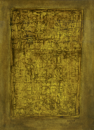 RA�L MILI�N<br>
Interior in Abstract<br> 
<i>(Interior en Abstracto)</i>, 1973<br>
mixed media on cardboard<br>
15 x 11 inches<br><br>

Illustrated in <i>IMPORTANT CUBAN ARTWORKS</i>,
<br>Volume Ten, page 67.
