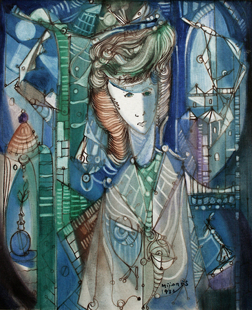 JOS� M. MIJARES<br>
Young Lady <br>
<i>(Joven)</i>, 1980<br>
oil on canvas<br>
24 x 20 inches<br><br>

Illustrated in <i>IMPORTANT CUBAN ARTWORKS</i>,
<br>Volume Seven, page 64. <br><br>

This painting comes from the collection of Manuel L�pez, 
<br>the photographer of the book <i>Jos� Mijares</i>, Paintings, Palette Publications, 1997. 

