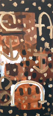 GUIDO LLIN�S<br>
Black Painting<br>	
<i>(Pintura Negra)</i>, 1973<br>
oil on heavy paper laid down on wood<br>
30 � x 13 � inches<br><br>	

Illustrated in <i>IMPORTANT CUBAN ARTWORKS</i>,
<br>Volume Fourteen, page 92.<br><br>

<i>Provenance: </i><br>
The Bustamante Collection, Palm Beach, FL
