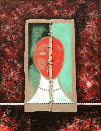 JUAN ROBERTO DIAGO<br>
Looking <br>
<i>(Mirando)</i>, 2017<br>
mixed media and collage on canvas<br>
51 x 39 � inches<br><br>

Illustrated in the upcoming<i> IMPORTANT CUBAN ARTWORKS,</i> Volume Fifteen.
