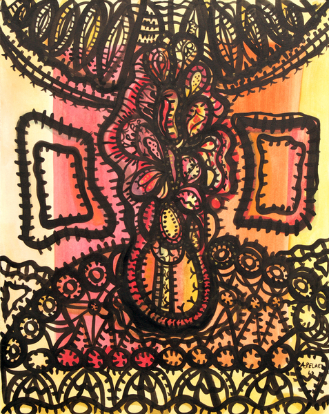 Amelia Pel�ez<br> Flower Vase on a Lace Tablecloth<br> (<i>Jarr�n de Flores sobre Mantel de Encaje</i>), 1960<br>
mixed media on heavy paper laid down on board<br> 31 x 25 inches<br><br>
This painting is accompanied by a photo-certificate of authenticity<br> signed by Ram�n V�zquez D�az.<br><br>
Illustrated in <i>Important Cuban Artworks, Volume Fifteen, Cernuda</i> Arte,<br>
Coral Gables, Florida, November 2017, pg. 39.