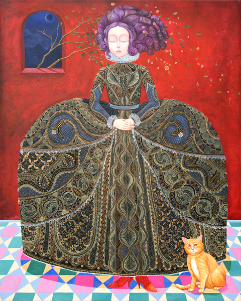 Irina El�n Gonz�lez<br>
Evening Breeze<br>
(<i>Brisa Nocturna</i>), 2017<br>
acrylic on canvas<br>
39 � x 31 � inches<br><br>
Illustrated in <i>Important Cuban Artworks, Volume Fifteen, Cernuda</i> Arte,<br>
Coral Gables, Florida, November 2017, pg. 154.